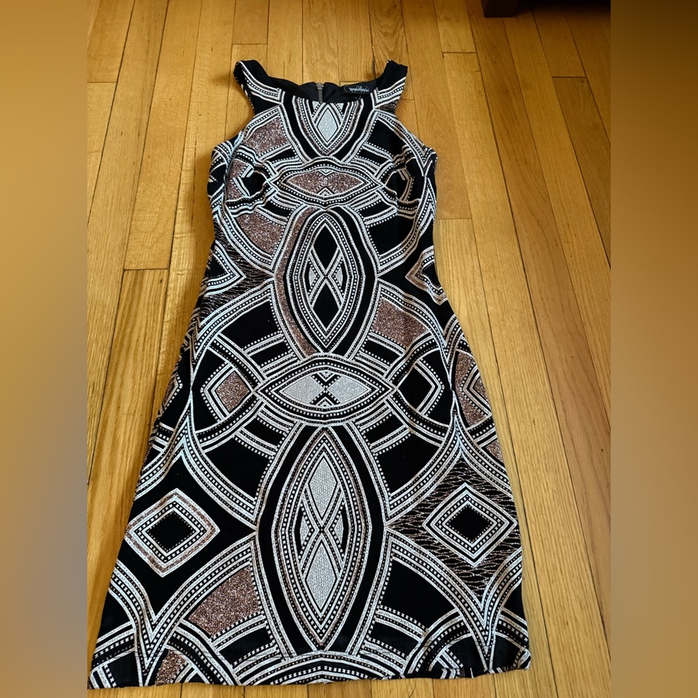 Speechless Black, Light Pink & White Geometric Mini Dress